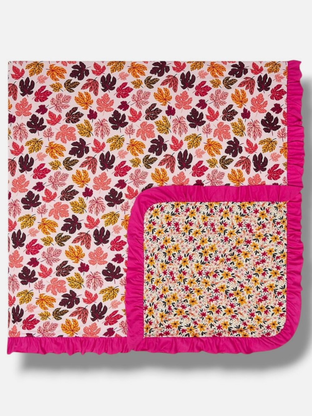 Posh Peanut Pink Autumn Luxe Limited Edition Ruffled Patoo Blanket, 60 x 60
